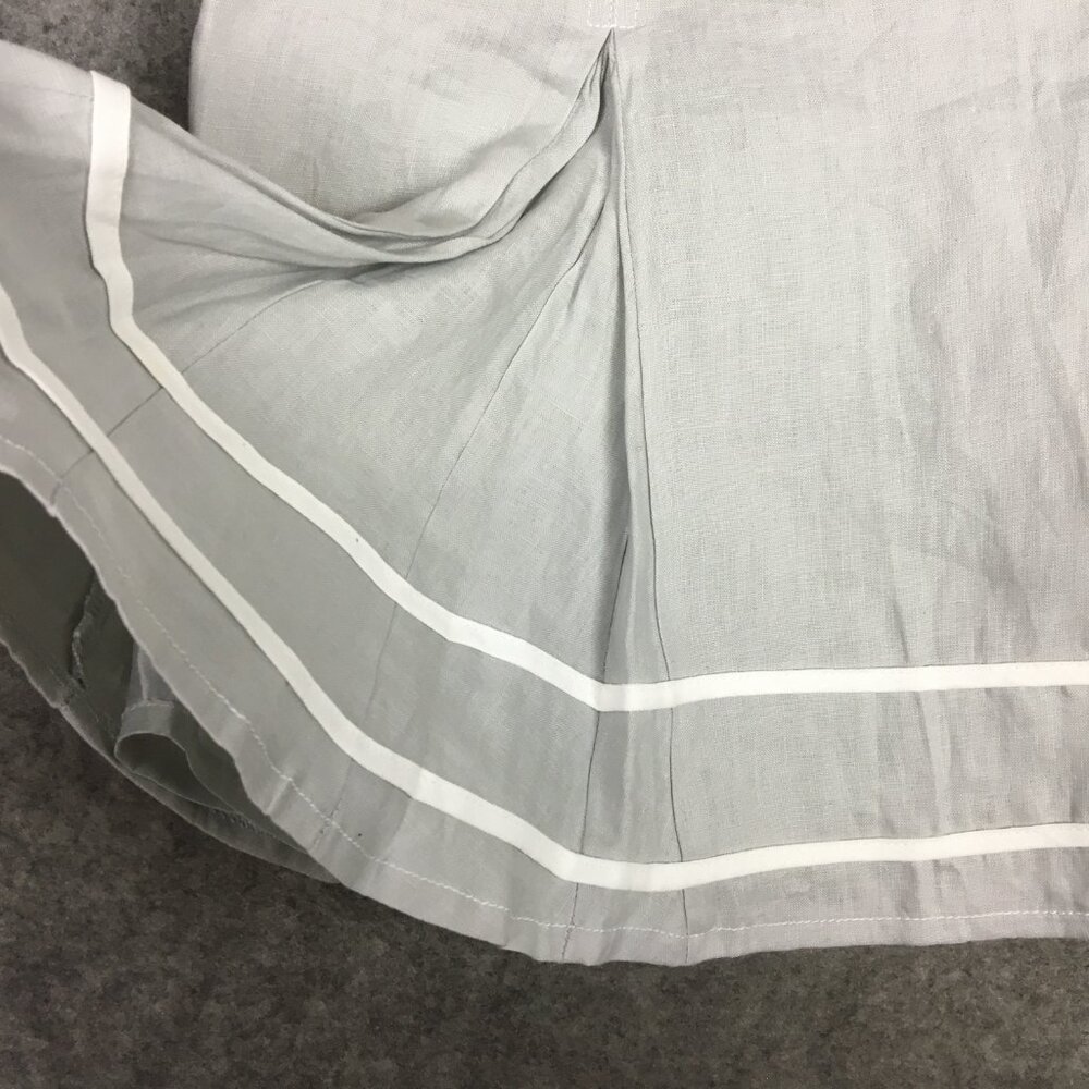 Lucy Laurel Skirt 10 Midi 100 Linen Gray Twirl Trumpet Career Casual Stripes - Picture 2 of 12